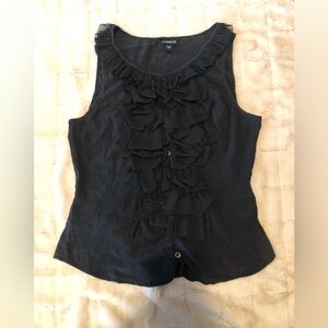 Bebe Elegant Black Ruffle Blouse